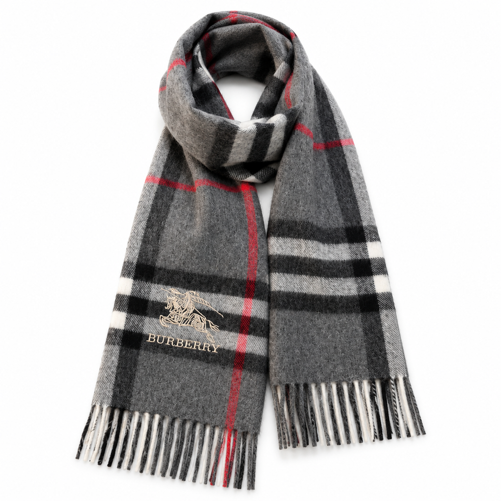Burberry Style Classic Plaid Fringe Scarf