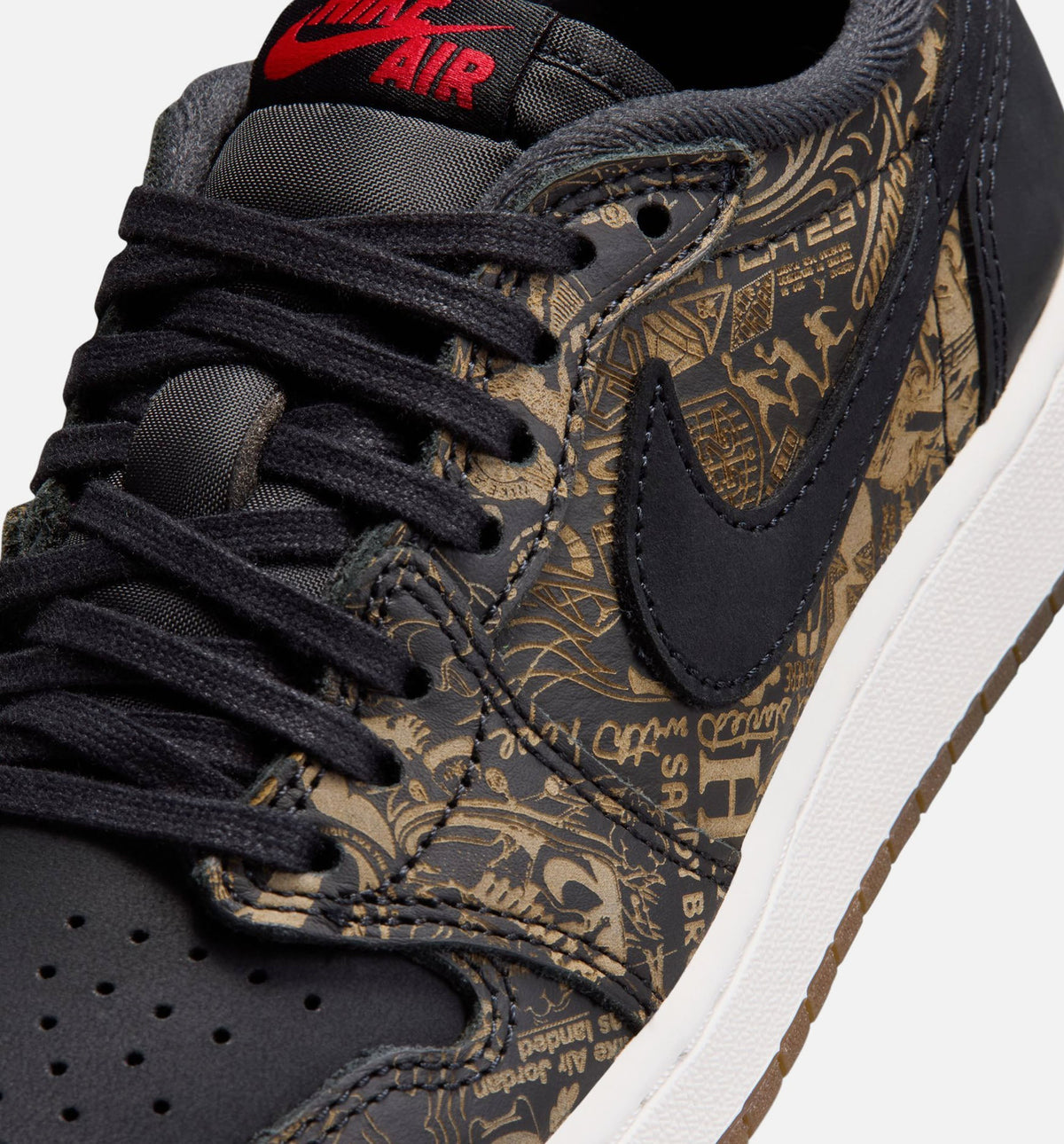 Air Jordan 1 Retro Low OG Laser Black And Varsity Red Big Kids' Sneakers - Black / Red / White