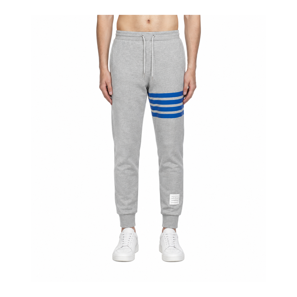 Thom Browne Style Men's Casual Sweatpants - Cotton Signature Four-Bar Detail