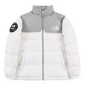 The North Face White and Light Gray Stand-Collar Puffer Jacket