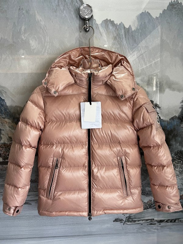 Moncler Glossy Blush Pink Hooded Quilted Puffer Jacket