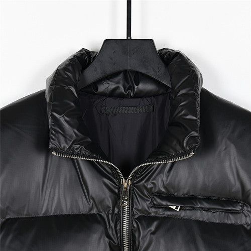 Prada Glossy Black Quilted Zip-Front Puffer Vest