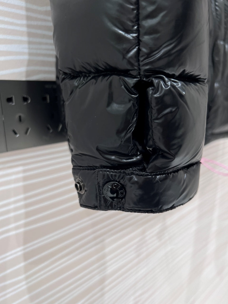 Moncler Glossy Black Stand-Collar Quilted Puffer Jacket