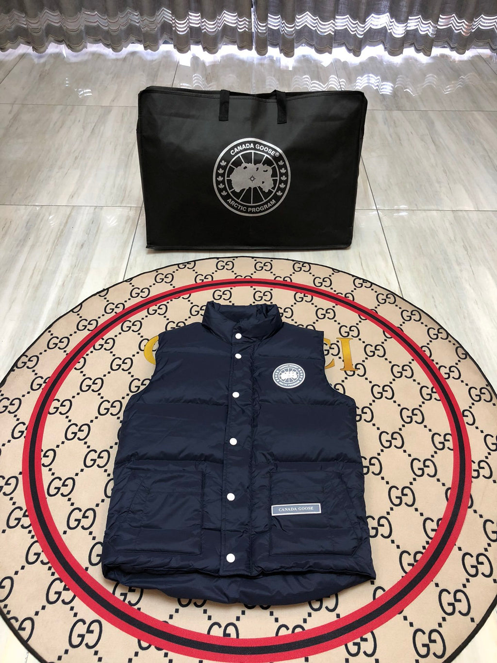 Canada Goose Quilted Navy Blue Snap-Front Puffer Vest