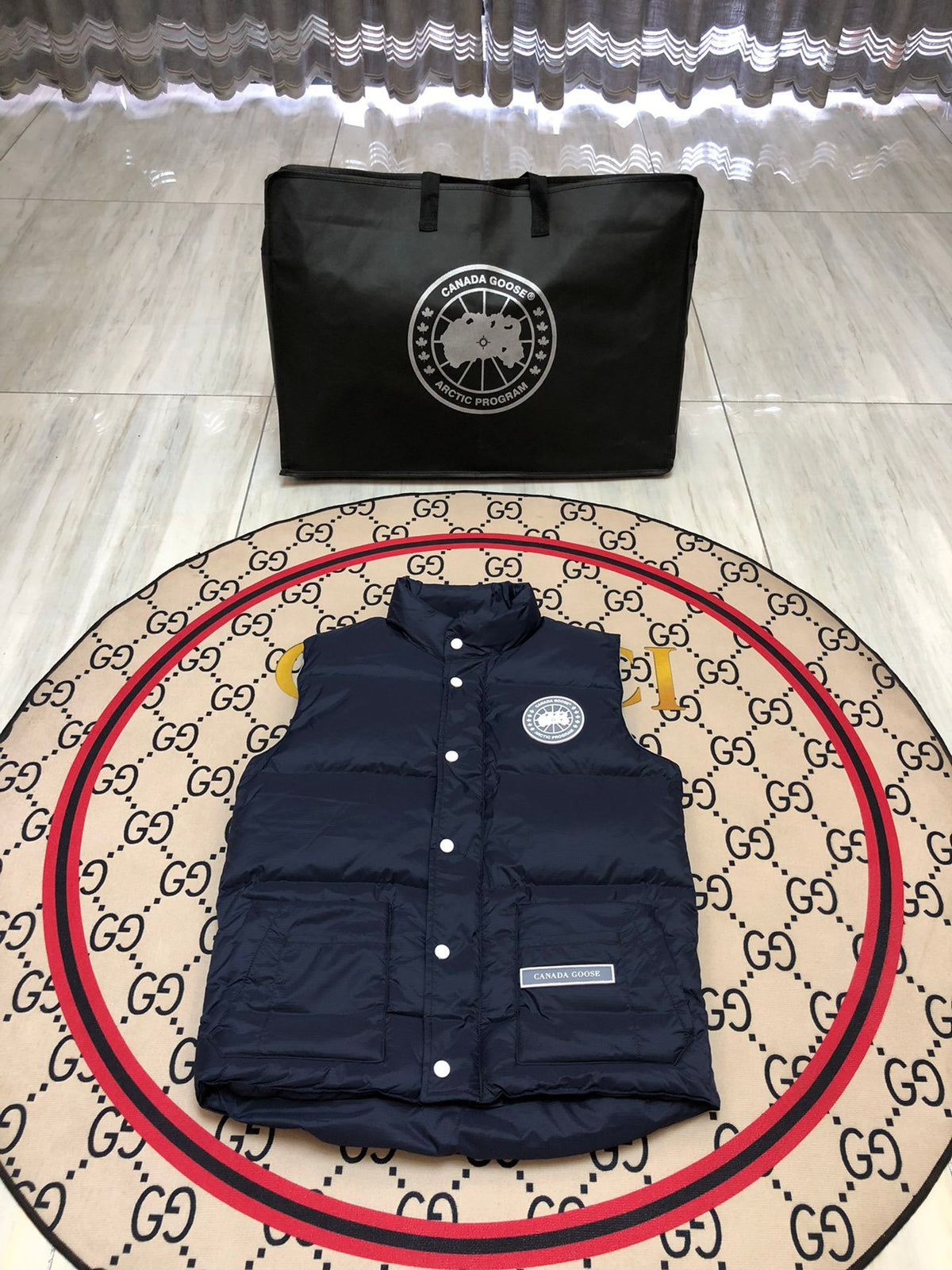 Canada Goose Quilted Navy Blue Snap-Front Puffer Vest