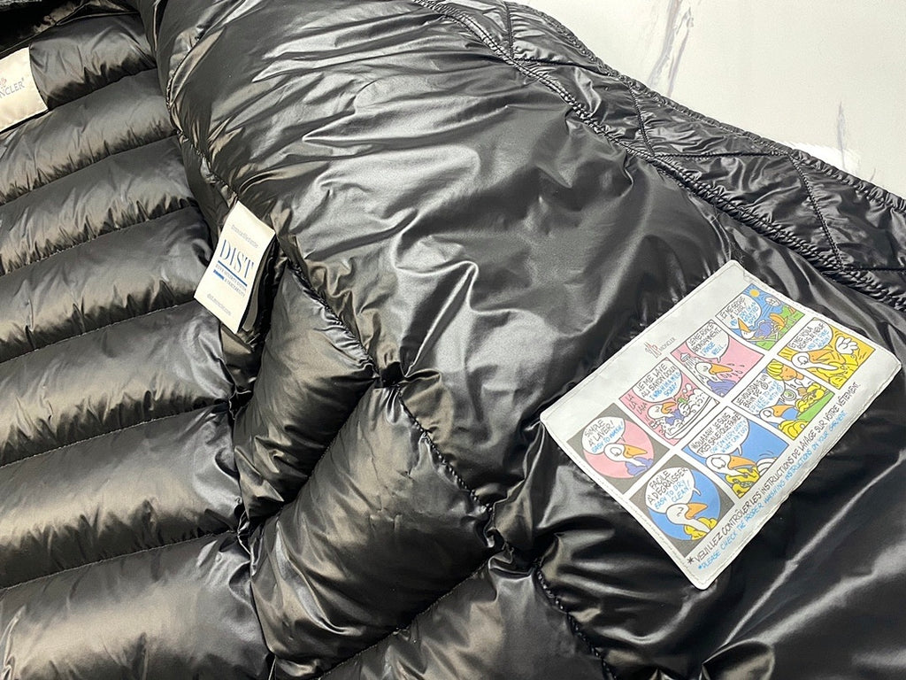 Moncler Glossy Black Hooded Longline Puffer Coat