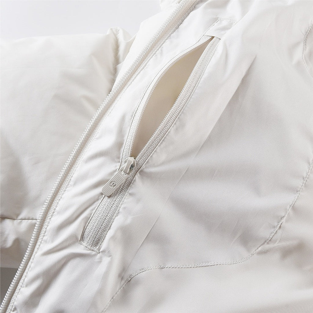 lululemon Quilted Ivory White Cropped Hooded Puffer Jacket