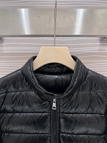Moncler Glossy Black Stand-Collar Quilted Puffer Jacket