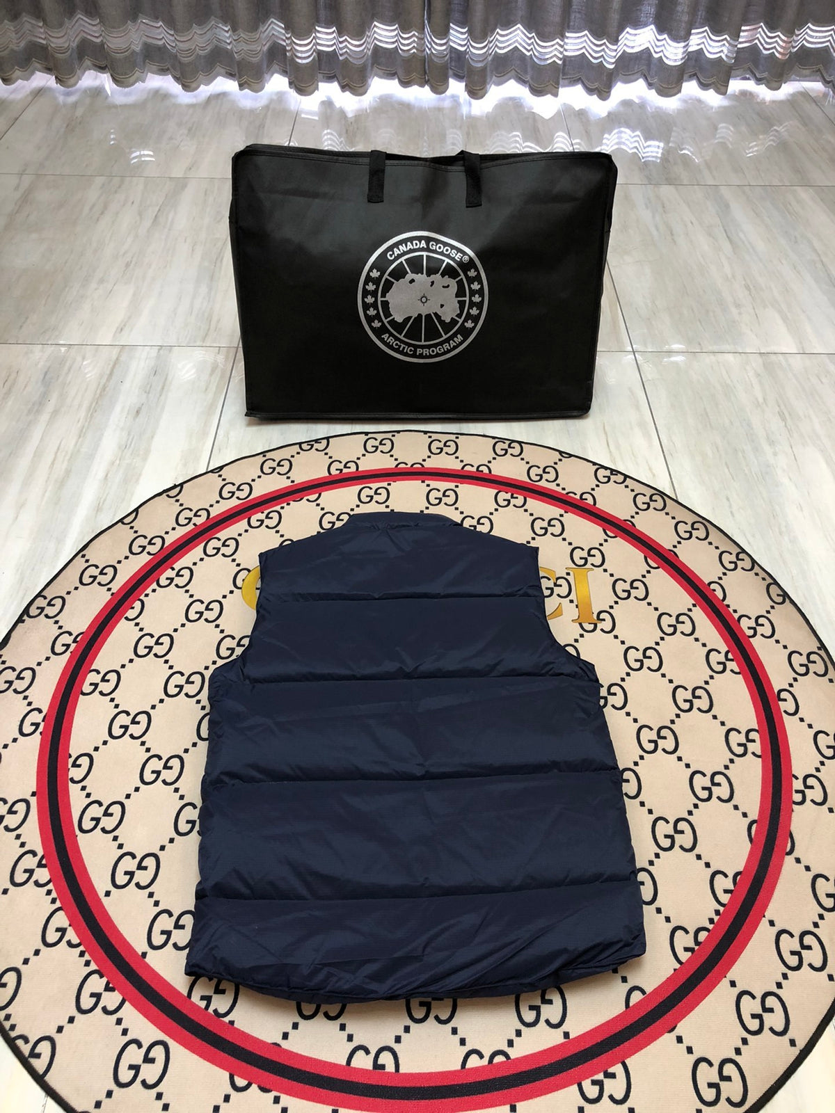 Canada Goose Quilted Navy Blue Snap-Front Puffer Vest