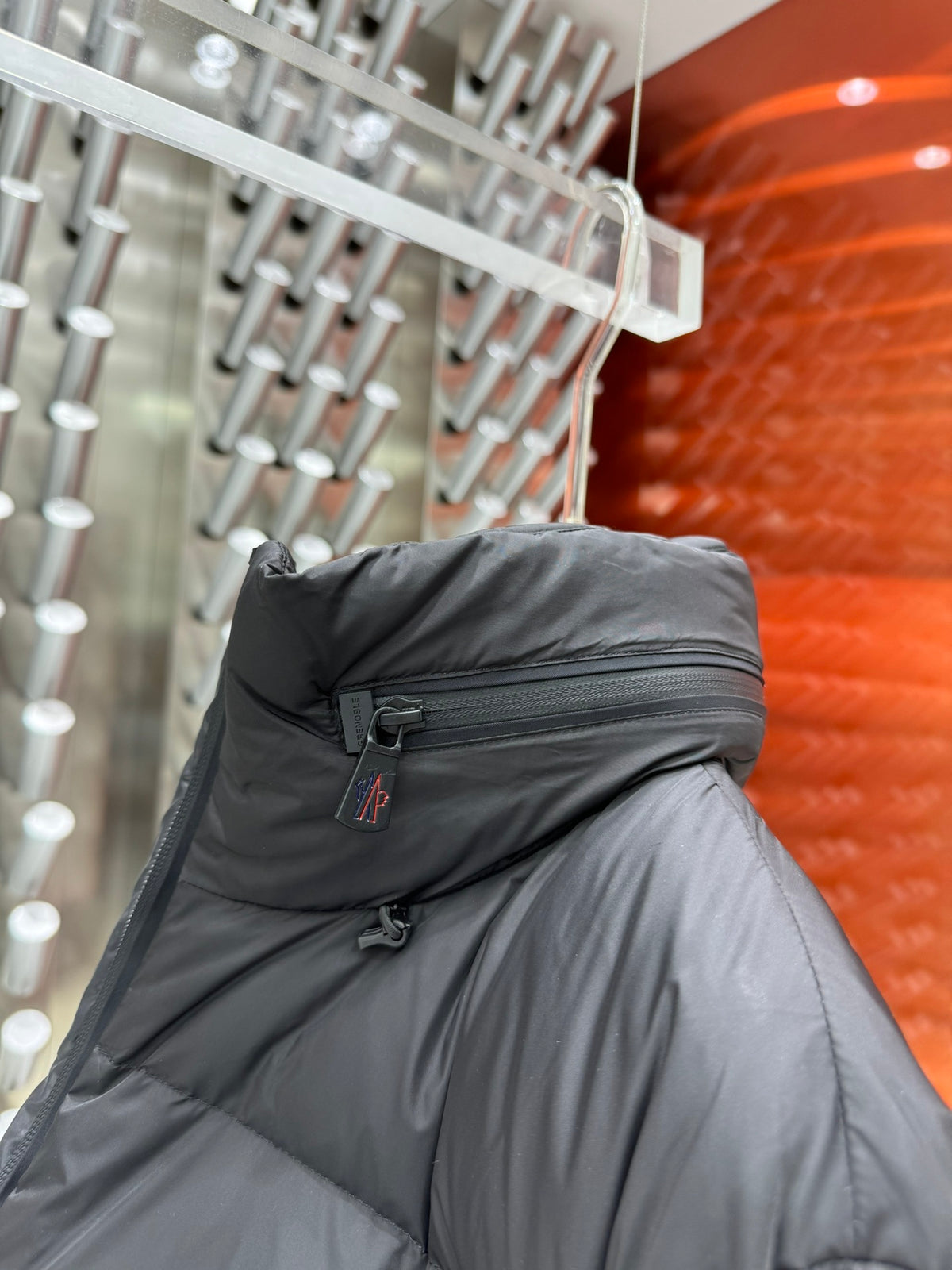 Moncler Logo-Print Black Stand-Collar Puffer Jacket
