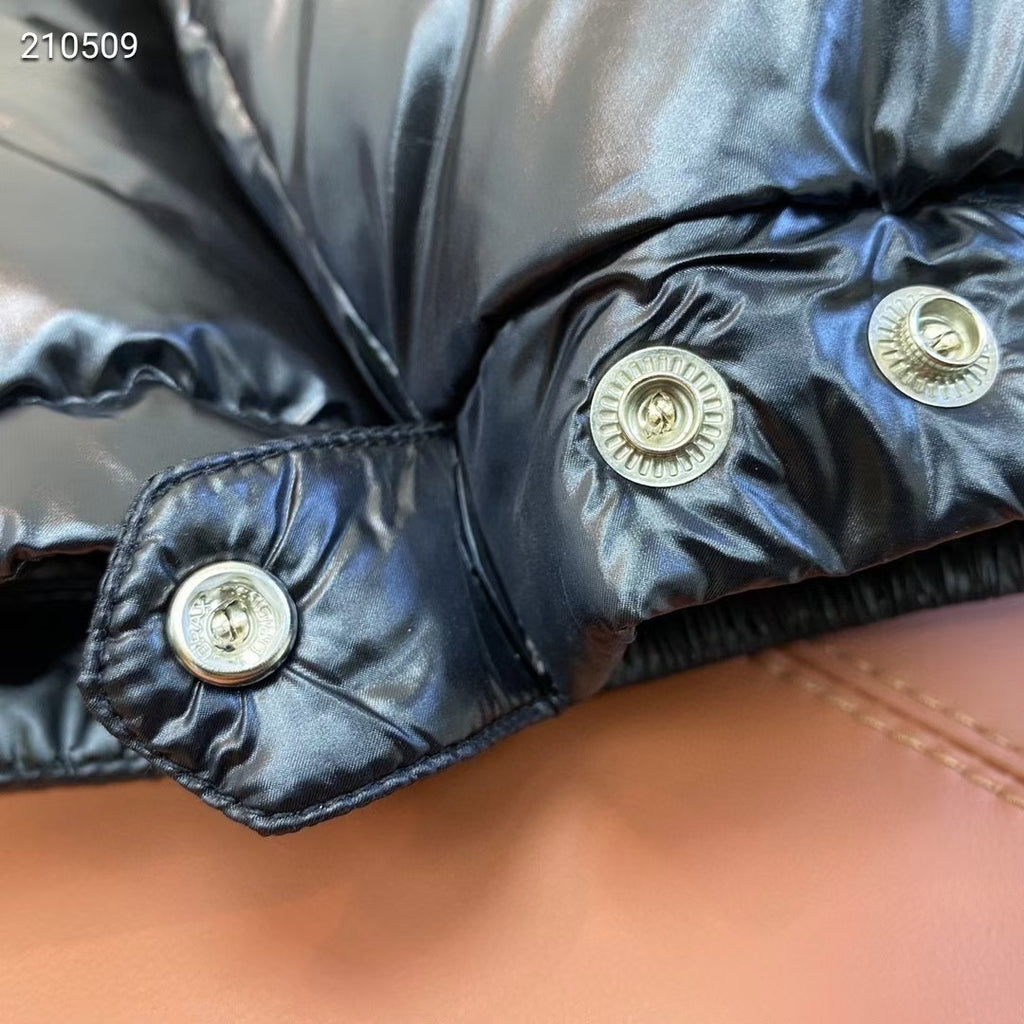 Moncler Glossy Black Hooded Quilted Puffer Jacket