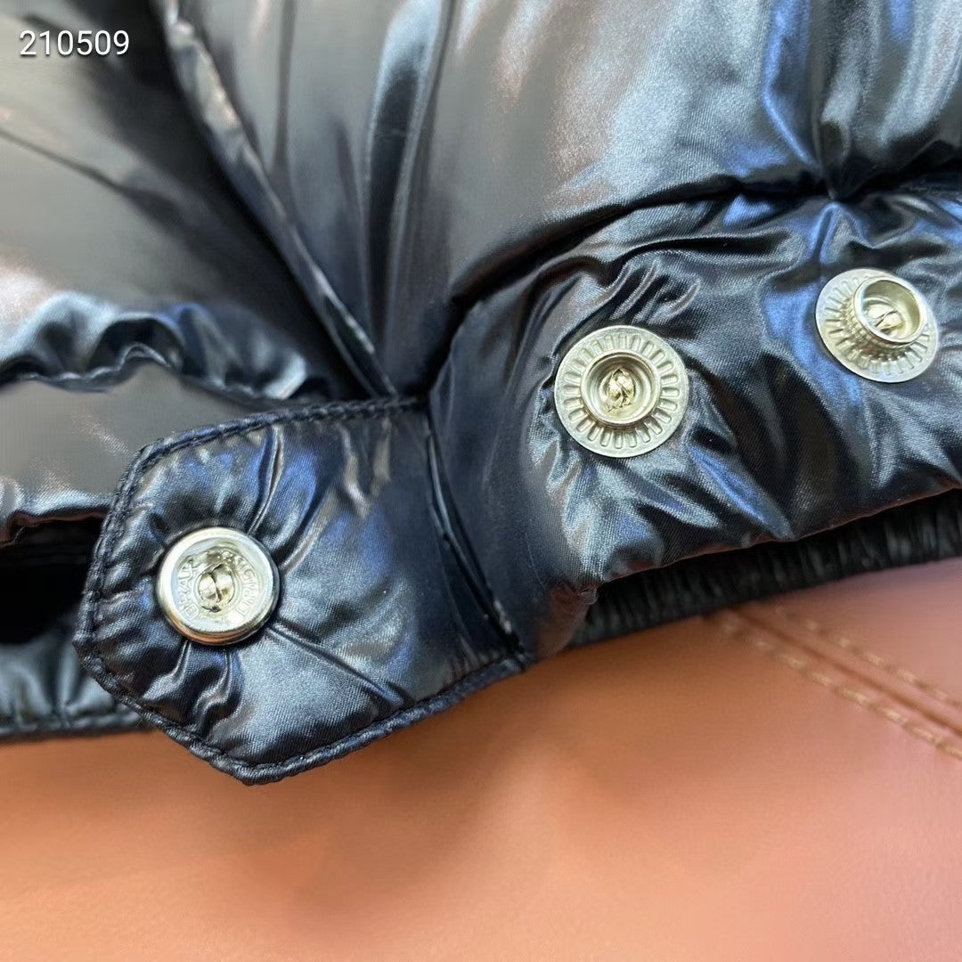Moncler Glossy Black Hooded Quilted Puffer Jacket