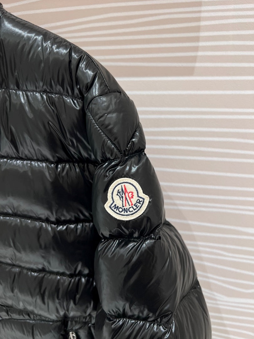 Moncler Glossy Black Stand-Collar Quilted Puffer Jacket