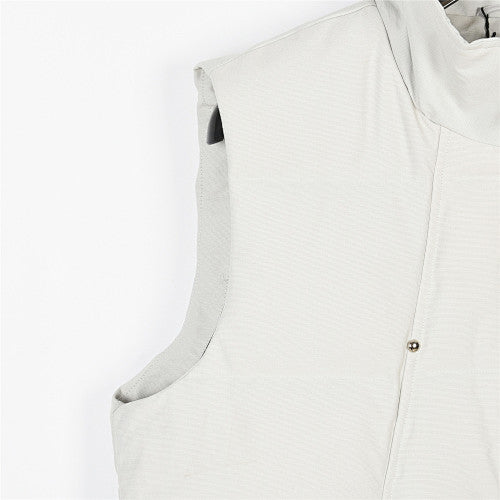 Moose Knuckles Quilted White Zip-Front Puffer Vest