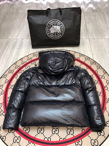 Canada Goose Glossy Black Hooded Quilted Puffer Jacket