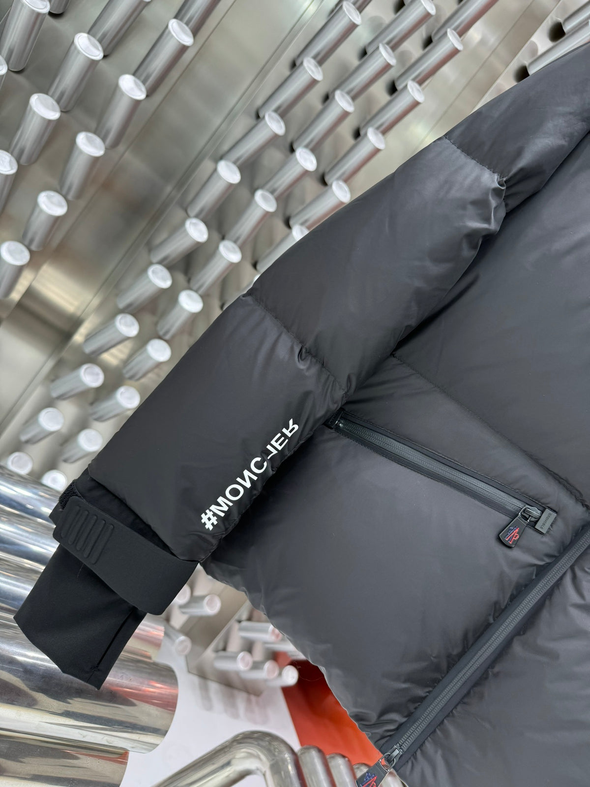 Moncler Logo-Print Black Stand-Collar Puffer Jacket
