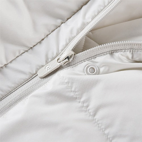 lululemon Quilted Ivory White Cropped Hooded Puffer Jacket