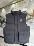 NY Logo Black Quilted Snap-Front Puffer Vest
