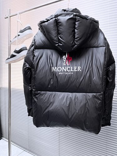 Moncler Quilted Black Logo-Print Hooded Puffer Jacket