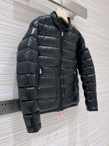 Moncler Glossy Black Stand-Collar Quilted Puffer Jacket