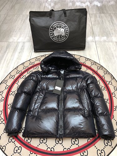 Canada Goose Glossy Black Hooded Quilted Puffer Jacket
