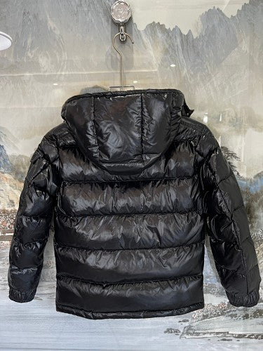 Moncler Glossy Black Hooded Quilted Puffer Jacket