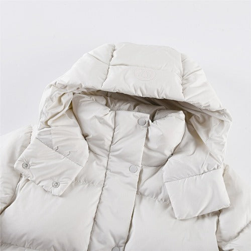 lululemon Quilted Ivory White Cropped Hooded Puffer Jacket
