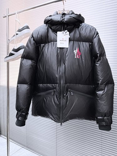 Moncler Quilted Black Logo-Print Hooded Puffer Jacket