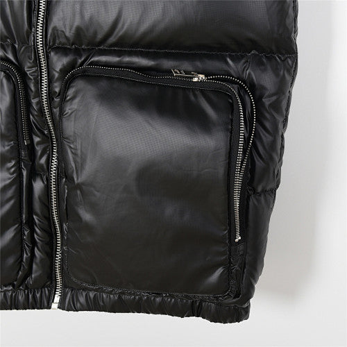 Prada Glossy Black Quilted Zip-Front Puffer Vest