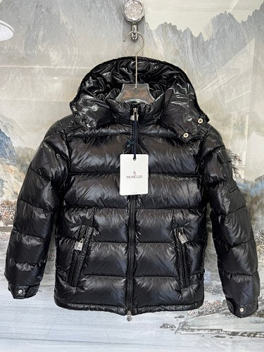 Moncler Glossy Black Hooded Quilted Puffer Jacket