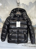 Moncler Glossy Black Hooded Quilted Puffer Jacket