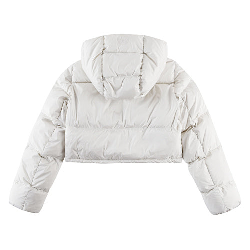 lululemon Quilted Ivory White Cropped Hooded Puffer Jacket