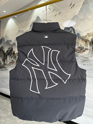 NY Logo Black Quilted Snap-Front Puffer Vest