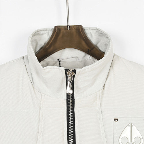 Moose Knuckles Quilted White Zip-Front Puffer Vest