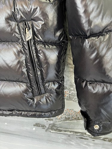 Moncler Glossy Black Hooded Quilted Puffer Jacket