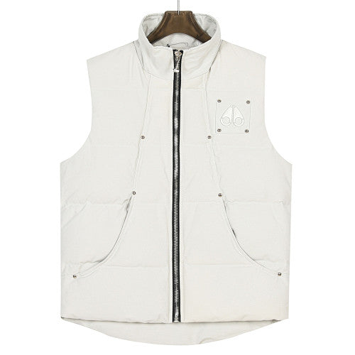Moose Knuckles Quilted White Zip-Front Puffer Vest