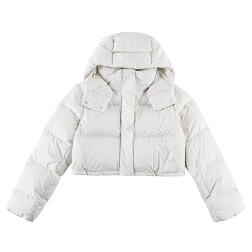 lululemon Quilted Ivory White Cropped Hooded Puffer Jacket