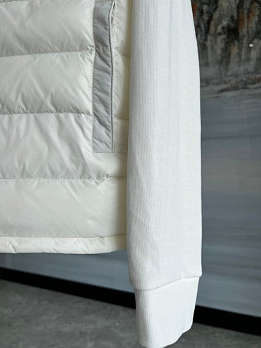 Moncler Hybrid White and Black Striped Hooded Jacket
