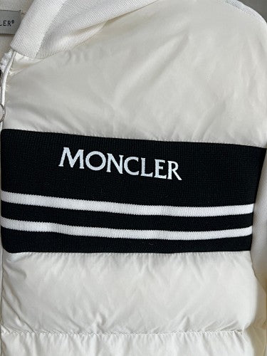 Moncler Hybrid White and Black Striped Hooded Jacket