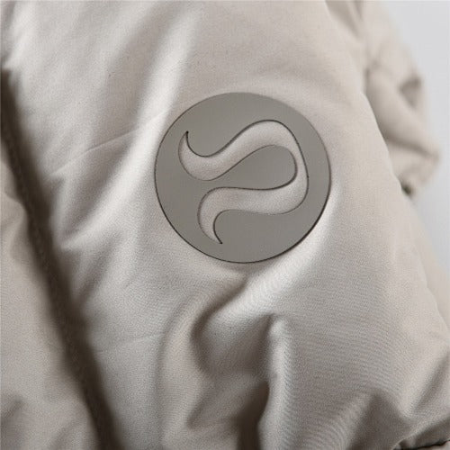 lululemon Quilted Light Taupe Cropped Hooded Puffer Jacket