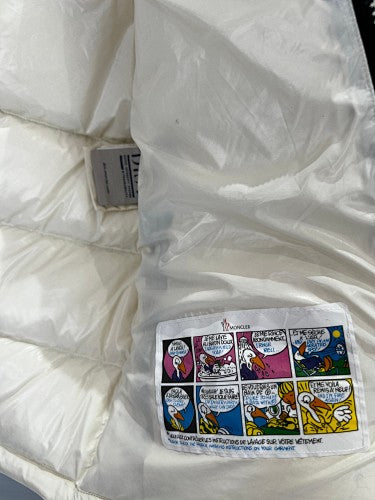 Moncler Glossy Ivory White Hooded Quilted Puffer Jacket