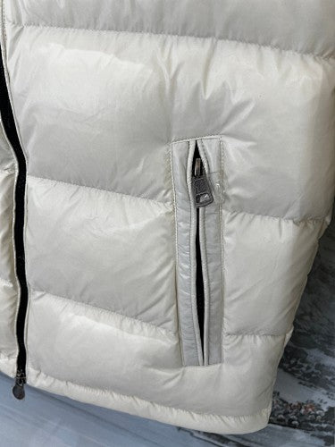 Moncler Glossy Ivory White Hooded Quilted Puffer Jacket
