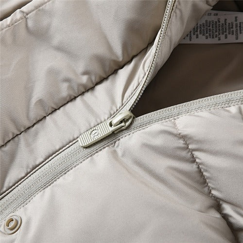 lululemon Quilted Light Taupe Cropped Hooded Puffer Jacket