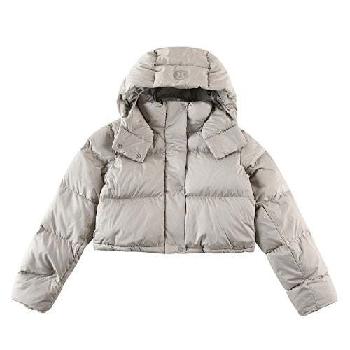 lululemon Quilted Light Taupe Cropped Hooded Puffer Jacket
