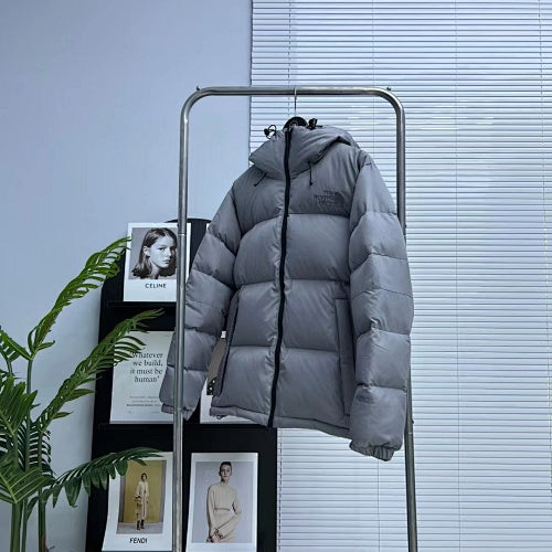 The North Face Quilted Slate Gray Hooded Puffer Jacket