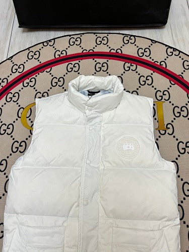 Canada Goose Quilted White Snap-Front Puffer Vest