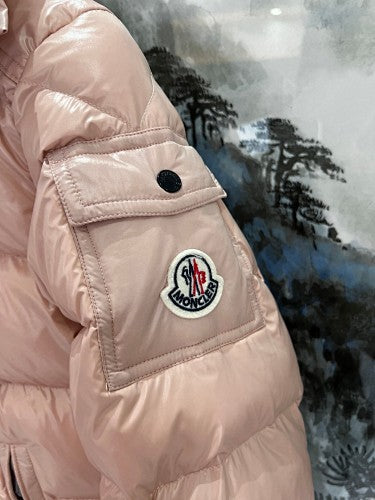 Moncler Glossy Blush Pink Hooded Quilted Puffer Jacket