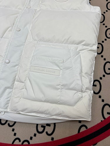 Canada Goose Quilted White Snap-Front Puffer Vest