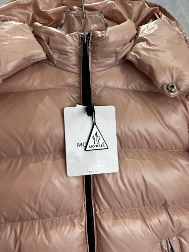 Moncler Glossy Blush Pink Hooded Quilted Puffer Jacket