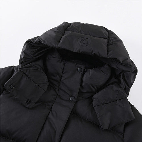 lululemon Quilted Black Cropped Hooded Puffer Jacket